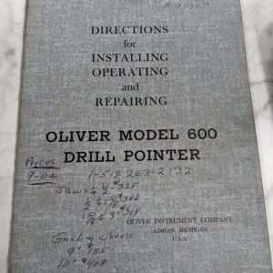 Oliver 600 Drill Pointer Operator Service Manual Parts List Book Catalog Repair
