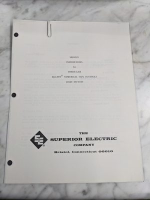 Slo-Syn Three Axis Numerical Tape Readers Operator Service Manual Logic Section