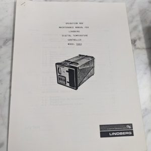 Lindberg Operator Service Manual Digital Temperature Controller Model 1003