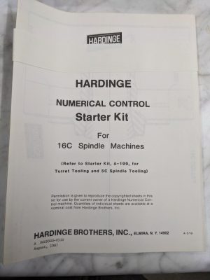 Hardinge Numerical Control For 16C Spindle Machines Chucks & Collets 1987