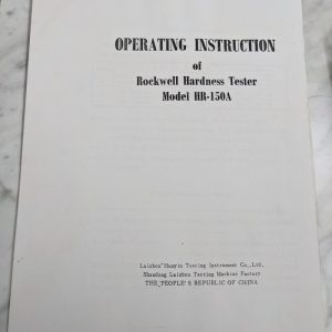 Laizhou Huayin Testing Instrument Service Manual Rockwell Hardness Hr-150A