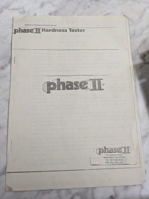 Phase Ii 2 Hardness Tester Operator Instruction Service Manual Parts List 1986