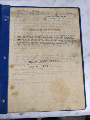 Polycon Inv Installation Operator Service Manual Model W20-100Cs Filtration Sys