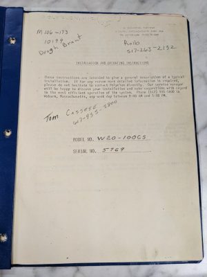 Polycon Inv Installation Operator Service Manual Model W20-100Cs Filtration 5769