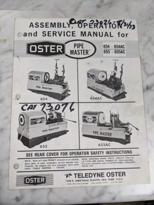 Oster Pipe Master Assembly Operator Service Manual Parts List 654Ac 655 Teledyne