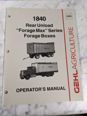 Gehl Operator Service Owner Manual 1840 Rear Unload Foragemax Boxes 909586