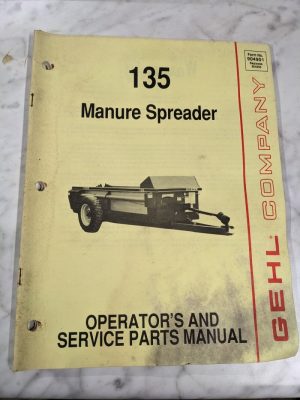 Gehl Operator Service Owner Manual Parts List 135 Manure Spreader 904901 Farm