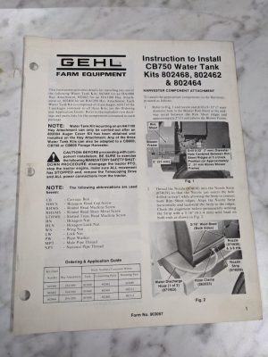Gehl Instruction Install Water Tank Kits 802468 802462 802464 Farm Manual 903067