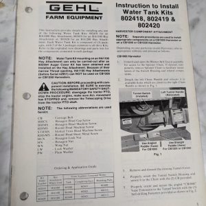 Gehl Instruction Install Water Tank Kits 802418 802419 802420 Farm Manual 902944