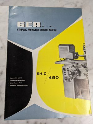Ger 10X18 Hyd Grinding Machine Rh-C 450 Sales Brochure Catalog Specifications