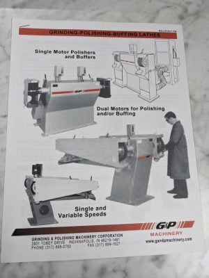 G&P Machinery Grinding Polishing Buffing Lathes Sales Brochure Catalog Tool
