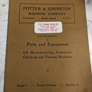 Potter Johnston Machine Parts List Manual Catalog 6A #2 Automatic Chuck Turning