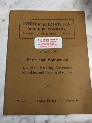 Potter Johnston Machine Parts List Manual Catalog 6A #2 Automatic Chuck Turning