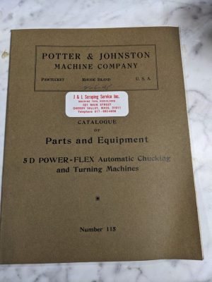 Potter Johnston Machine Parts List Manual Catalog 5D 115 Automatic Chuck Turning