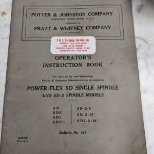 Potter Johnston Machine Operator Service Manual 5De-2 Automatic Chuck Turning