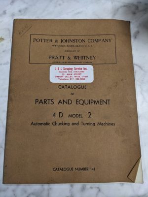 Potter Johnston Machine Parts List Manual Catalog 4D #2 Automatic Chuck Turning