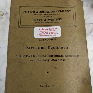 Potter Johnston Machine Parts List Manual Catalog 5D 144 Automatic Chuck Turning