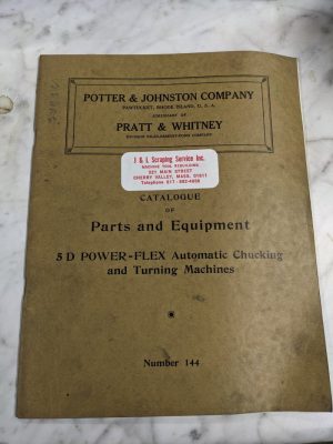 Potter Johnston Machine Parts List Manual Catalog 5D 144 Automatic Chuck Turning