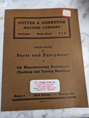 Potter Johnston Machine Parts List Manual Catalog 6A 102 Automatic Chuck Turning