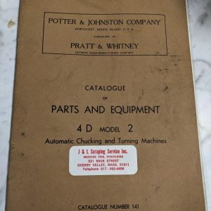 Potter Johnston Machine Parts List Manual Catalog 4D #2 Automatic Chuck Turning