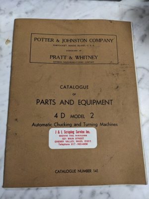 Potter Johnston Machine Parts List Manual Catalog 4D #2 Automatic Chuck Turning