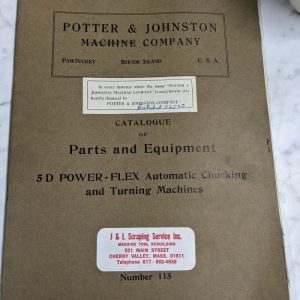 Potter Johnston Machine Parts List Manual Catalog 5D 115 Automatic Chuck Turning
