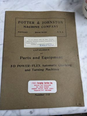 Potter Johnston Machine Parts List Manual Catalog 5D 115 Automatic Chuck Turning