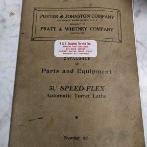 Potter Johnston Machine Parts List Manual Catalog 3U 165 Automatic Chuck Turning