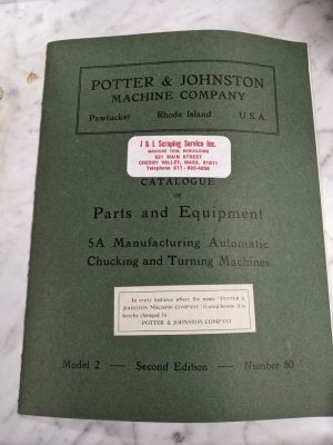 Potter Johnston Machine Parts List Manual Catalog 5A 2 80 Automatic Chuck Turn