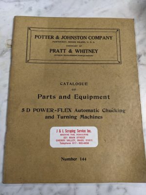 Potter Johnston Machine Parts List Manual Catalog 5D 144 Automatic Chuck Turning