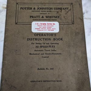 Potter Johnston Machine Operator Service Manual 3U 142 Automatic Chuck Turning