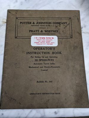 Potter Johnston Machine Operator Service Manual 3U 142 Automatic Chuck Turning