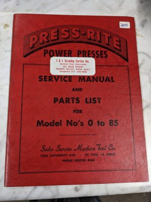 Power Press-Rite Operator Service Manual Parts List Book Catalog Model #0 To 85