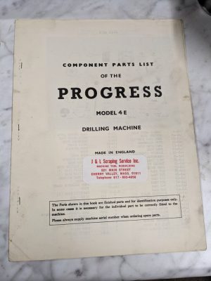 Progress Model 4E Drilling Machine Service Parts List Book Manual Catalog Shop