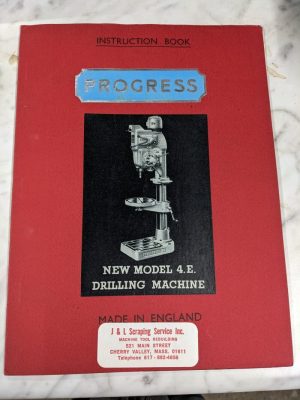 Progress Model 4E Drilling Machine Operator Service Manual Parts List Book