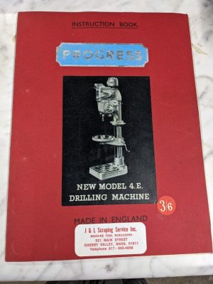 Progress Model 4E Drilling Machine Operator Service Manual Parts Book Catalog