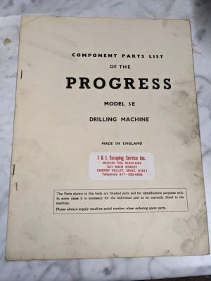 Progress Model 5E Drilling Machine Service Parts List Book Manual Catalog Shop