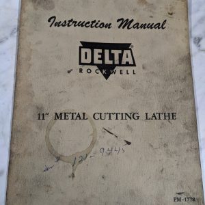 Rockwell Delta 11” Metal Lathe Operator Service Manual Parts List Pm-1778 1955