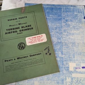 Pratt Whiteney Airfoil Grinder Service Repair Parts List Manual Book M-1892