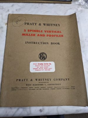 Pratt Whiteney Operator Service Manual Book 2 Spindle Miller Profiler 30 40”