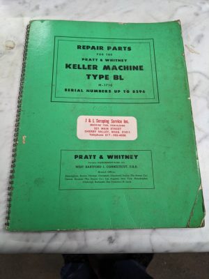 Pratt Whiteney Keller Machine Type Bl Service Repair Part List Manual M-1710