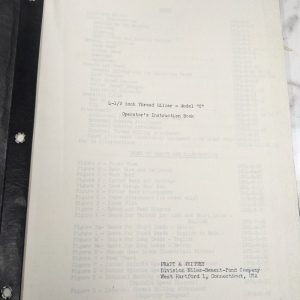 Pratt Whiteney Operator Service Manual 4.5” Model C Thread Miller Shop Machine