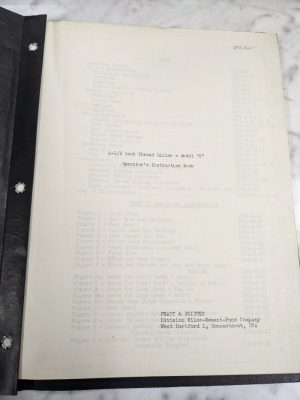 Pratt Whiteney Operator Service Manual 4.5” Model C Thread Miller Shop Machine