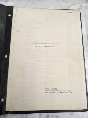 Pratt Whiteney Operator Service Manual 4.5” Model C Thread Miller 1804-R-1