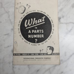 What Is A Parts Number? International Harvester Ih Service Training Guide Book