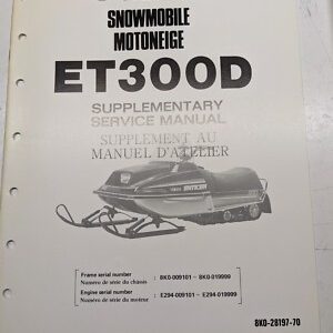 Yamaha Supplementary Service Manual Et300D 8K0-28197-70 Oem 1979 Oem Snowmobile