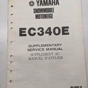 Yamaha Supplementary Service Manual Ec340E Snowmobile 8L6-28197-70 1980