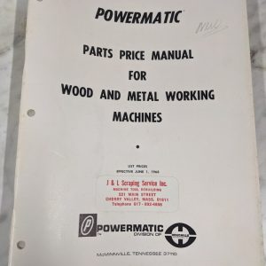 Powermatic Service Parts Price List Wood & Metal Working Machines 1968 Shop Tool