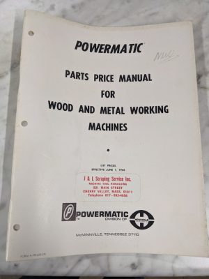 Powermatic Service Parts Price List Wood & Metal Working Machines 1968 Shop Tool