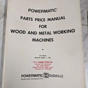 Powermatic Service Parts Price List Wood & Metal Working Machines 1968 Shop Book